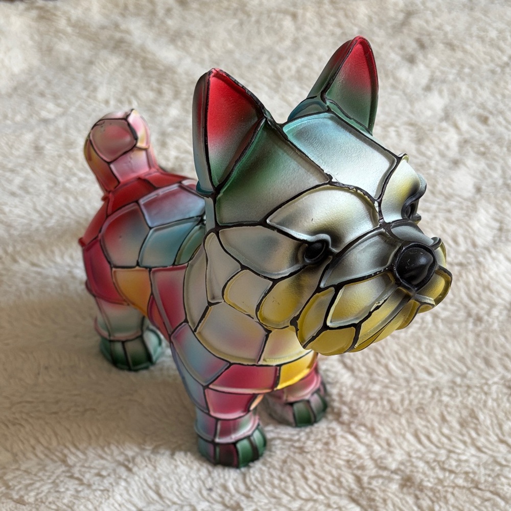 Colorful Stained Glass Dog Lamp